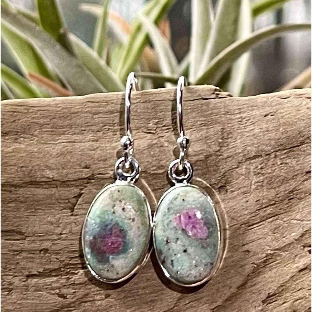 Natural Ruby In Fuchsite Sterling Silver Earrings - image 4